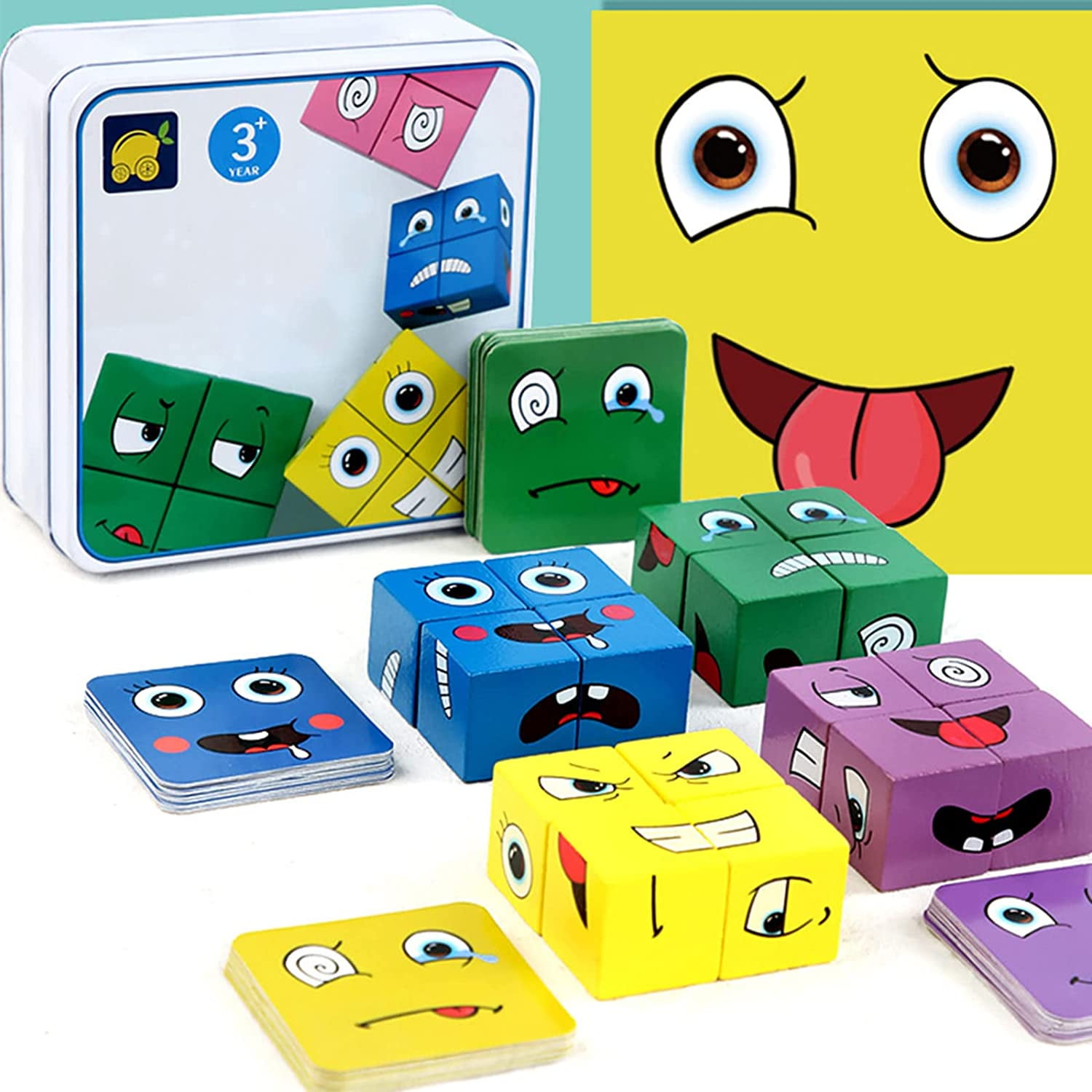 Niyofa Expression Puzzle Building Blocks Puzzle Building Cubes Face