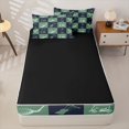 thumbnail image 4 of Erosebridal Golf Ball Games Zipper Queen Comforter Set with Fitted Sheet and 2 Pillowcases,Patchwork Geometric Plaid Zipper Bedding Set For Boys,Black Reversible,4 Pieces, 4 of 7
