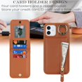 thumbnail image 2 of iPhone 12 Mini Case with Card Holder for Women, iPhone 12 Mini Phone Case Wallet with Credit Card with Ring Kickstand Zipper Shockproof Slim Stand Case for iPhone12mini - Brown, 2 of 12