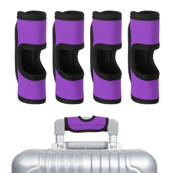 Uxcell Luggage Handle Wrap, 4 Pcs Hollow Neoprene Handbag Grip Cover Protector Luggage Identifiers for Luggage Suitcase Travel Bags, Purple
