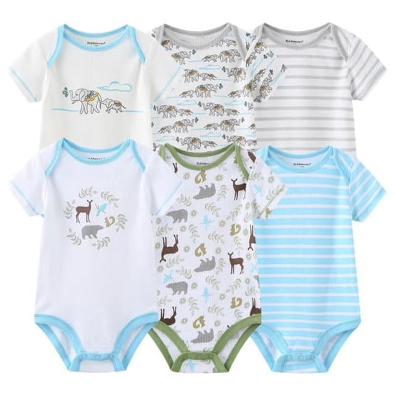 2021 Baby Girl Clothes 6PCS Cotton Short Sleeve Newborn Girls Baby Clothing Bodysuit Baby Boy Clothes Cartoon Print Ropa bebe