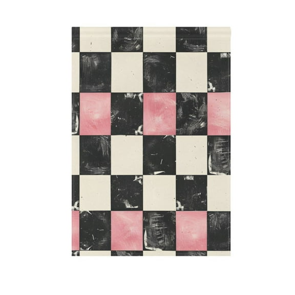 Pink and Black Checkered Pattern Garden Flag House Banner 12" x 18" Double Sided Outdoor Yard Decoration