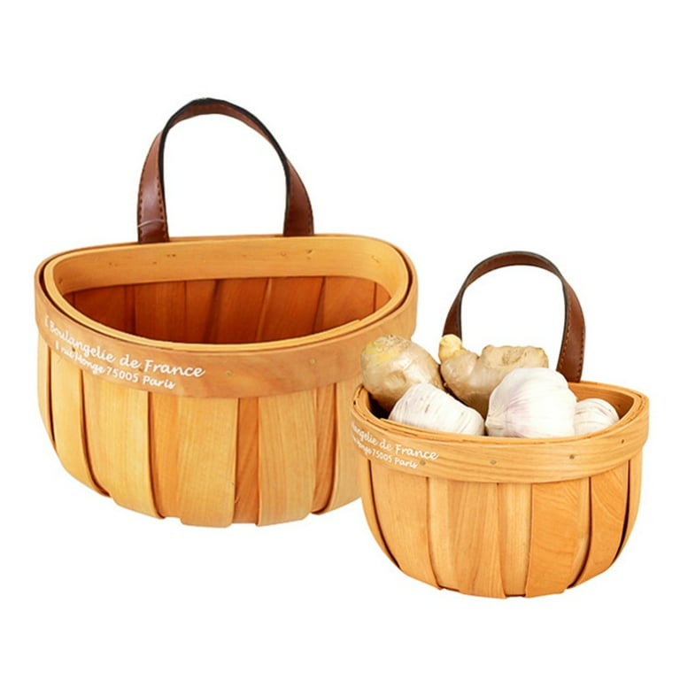 Small Wooden Basket with Handle 