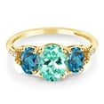 thumbnail image 2 of Gem Stone King 2.44 Ct Oval Blue Apatite London Blue Topaz 10K Yellow Gold Ring (Size 5), 2 of 4