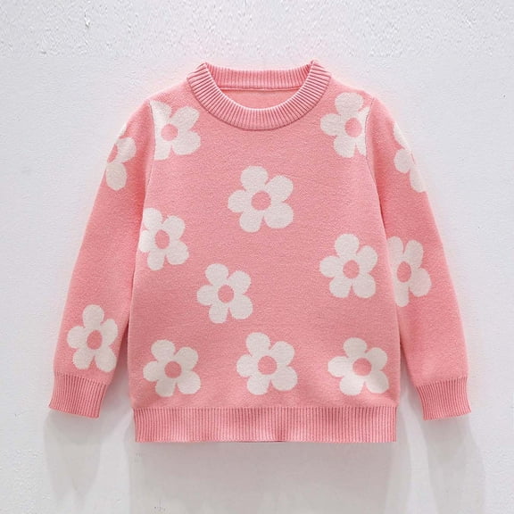 Piuwrlz Knitted Sweatershirt for Teen Girls Fluff Sweaters Round Neck Pullover Sweater Pink Size 8 Years