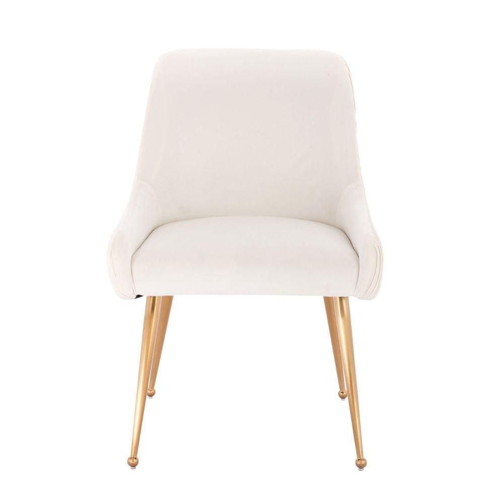 Henry III Dining Chair Set of 2 – Elegant Velvet Dining Accent Chairs with Comfortable Upholstery, Gold Legs, and Stylish Handle Detail on the Back