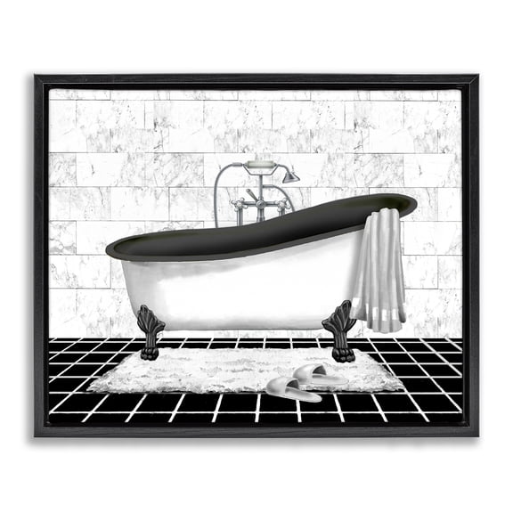 Stupell Industries Contemporary Marble Pattern Bath Black Floating Frame Canvas Art, 21 x 17, by Conrad Knutsen