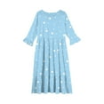 thumbnail image 4 of Abcomgle Summer Dress for Girls Casual A-Line 3/4 Sleeve Maxi Dress Polka Dot Crew Neck Sundresses Beach Tiered Dresses with Pockets,13-14 Years Light Blue, 4 of 5