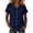 Dark Blue, variant on Womens Summer Tops Spring Lapel Short Sleeve Pearls Button Down Casual Solid Color Loose Cotton Linen Top