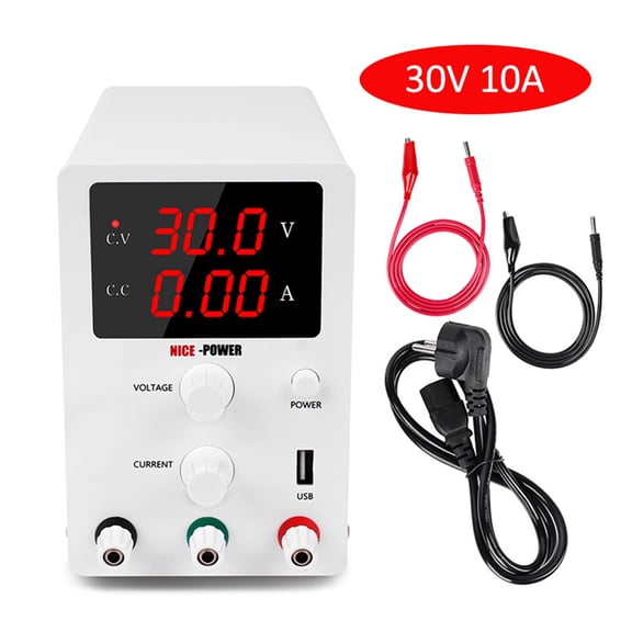 Lab DC Adjustable Power Supply 30V 10A LED LCD Digital Lab Bench Power Source Digital Switch Stabilized Voltage Regulator 3010D ,Low-loss