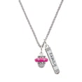 thumbnail image 1 of Delight Jewelry Silvertone Crystal Hot Pink Spinner Silvertone Family Bar Charm Necklace, 23", 1 of 4