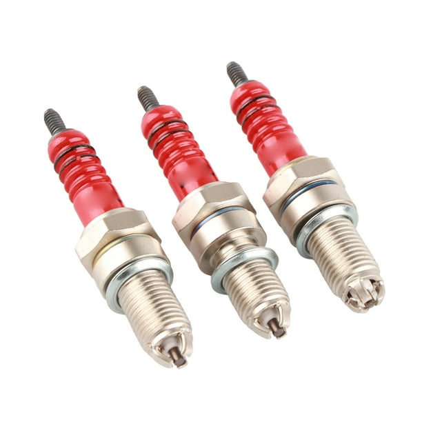 3 UDS 3" x 0,75" X 0,47" BUJía D8TC 3 Electrodos Bujía De Metal Rojo Para CG 125 150 200CF250 Motocicleta Scooter ATV Quads