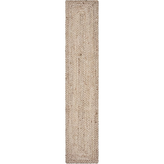 Laddha Home Designs 80" Brown and Cream Hand Woven Braided Rectangular Table Runner