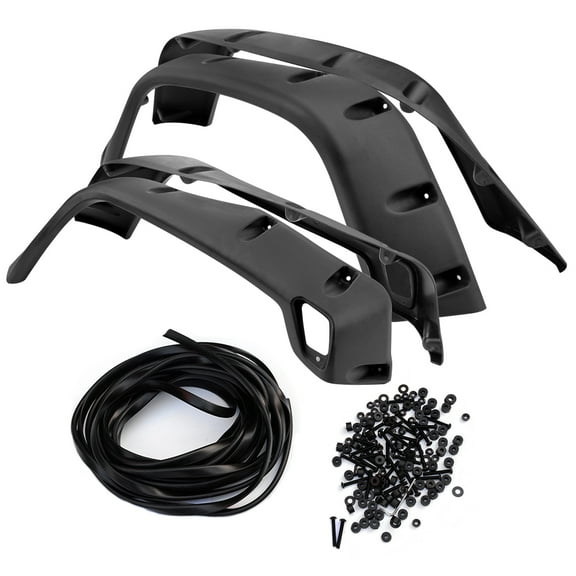 Black 6Pcs 7" Wide Pocket Extended Wheel Fender Flares Fit for 1997-2006 Jeep Wrangler TJ