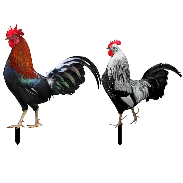 2 piezas de 2 piezas para la vida de la estaca de aves de corral acrílico en el jardín Simulación de la estaca de la estaca de pollo estaca de pollo