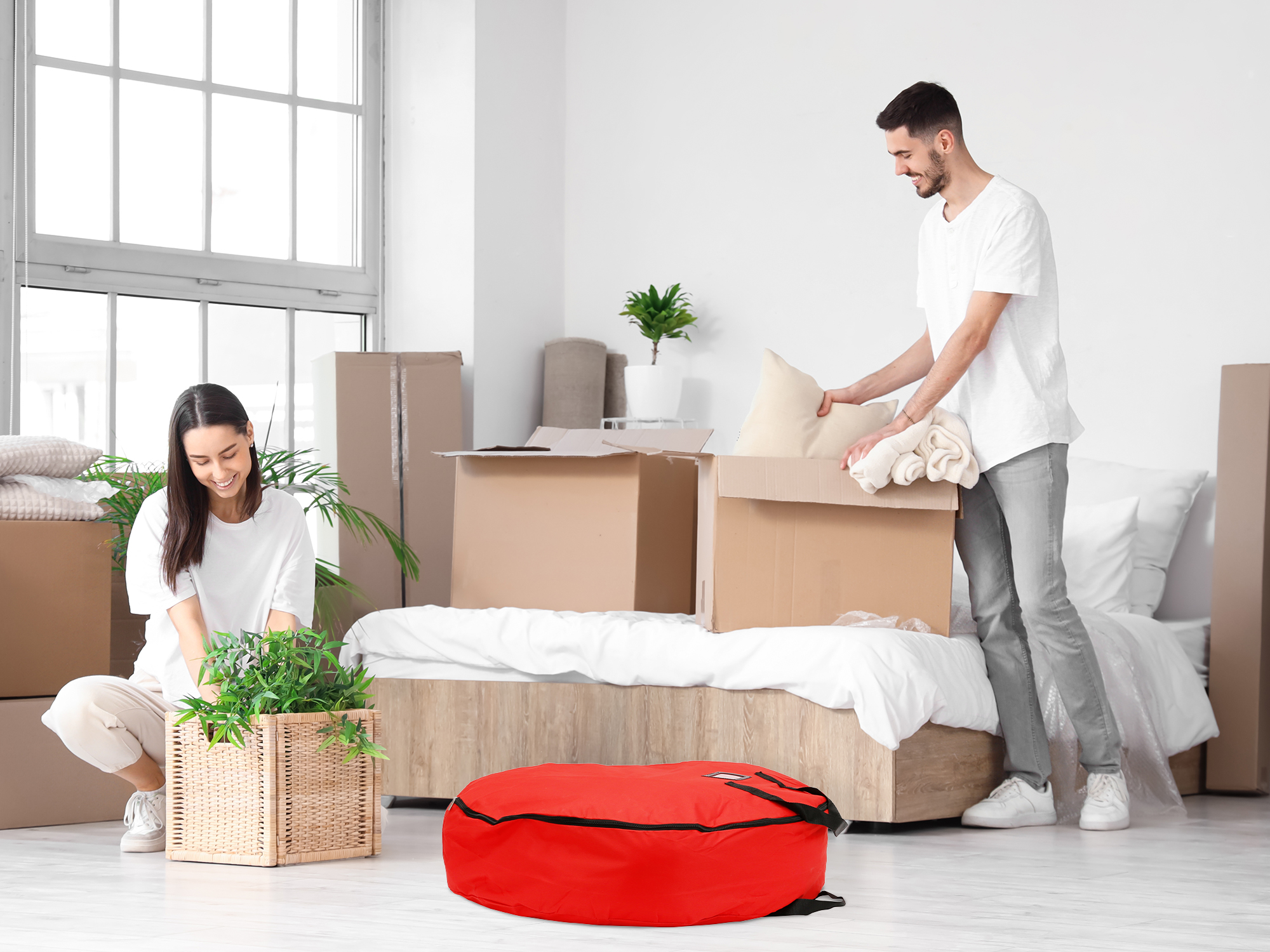 Unique Bargains 1 Pack Clothes Storage Bags Moving Bags Red 30*8in