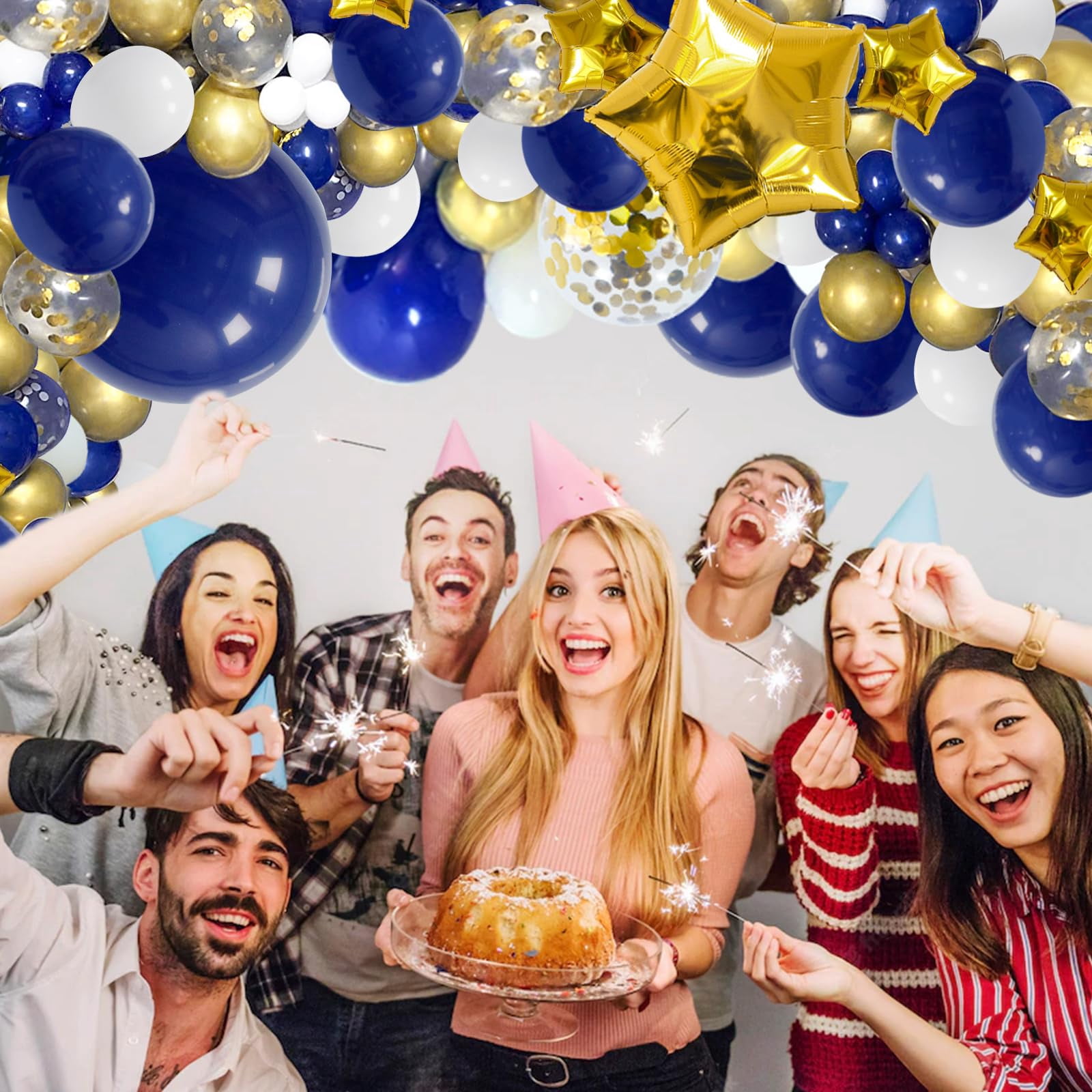 148pc Navy Blue Gold Party Decoration Balloon Arch Garland Kit for Wedding Birthday Graduation Anniversary