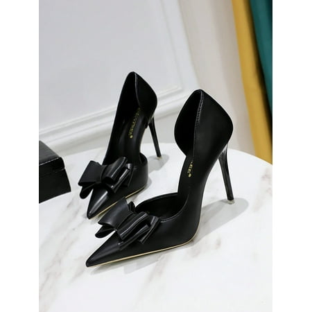 

Women Bow Detail Stiletto Heeled Court Pumps Fashionable Point Toe Pumps