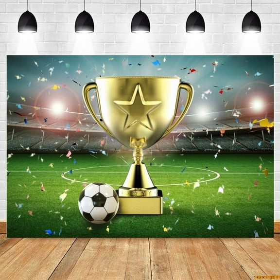 Football Backdrop Stadium Cup Soccer Field Boy Birthday Custom Photography Background Cake Table r Prop