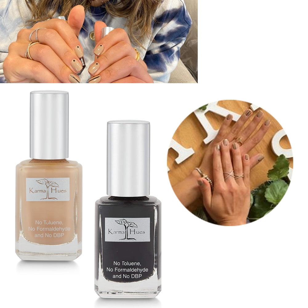 Play with Colors Natural Nail Polish-Non-Toxic Nail Art, Vegan and Cruelty-Free Nail Paint (Colors Used: Christian Gray and Vinyl beautiful combination) Play with Colors Natural Nail Polish-Non-Toxic Nail Art, Vegan and Cruelty-Free Nail Paint (Colors Used: Christian Gray and Vinyl beautiful combination)