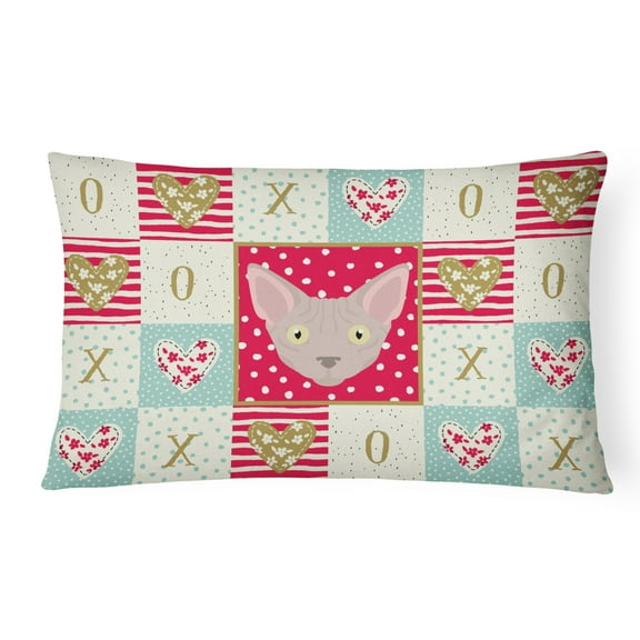 Caroline's Treasures CK5133PW1216 Minskin Cat Love Canvas Fabric Decorative Pillow, Red, 12H x16W, multicolor