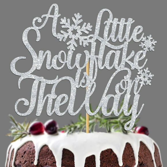 Frosty Flurry Cake Topper - Winter Wonderland Baby Shower Decorations Kit for Gender Reveal & Birthday Party - Snowflake Baby Decor Kit