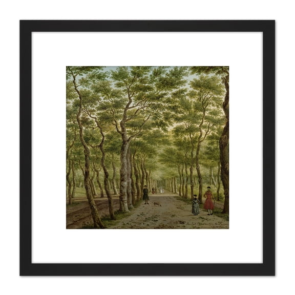 La Fargue Herepad In The Hague Forest Landscape 8X8 Inch Square Wooden Framed Wall Art Print Picture with Mount