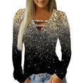 thumbnail image 1 of Ketyyh-chn99 T-Shirt pour Femmes Cadeaux pour Femmes Manches Longues Col Rond Tunique Ligne A Blouse Or,L, 1 of 5