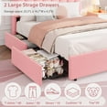 thumbnail image 5 of IdealHouse LED Full Size Bed Frame with Storage Headboard, Boucle Upholstered Platform Bed for Girls, 2 Drawers & Bookcase, No Box Spring Needed, Pink, 5 of 7