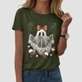 thumbnail image 2 of Halloween Shirts for Women T-Shirts for Women Casual Graphic Tee with Round Neck and Distinct Pattern Seasonal Summer Out for Jeans Green XL, 2 of 5