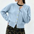 thumbnail image 5 of Womens Knitted Cardigan Long Puff Sleeve Soft Lightweight Open Front Casual Sweater Coat Daily Layering Top, 5 of 5