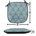 thumbnail image 4 of Damask Chair Seating Cushion Set of 6, Floral Ornamental Damask Pattern Victorian Style Baroque Organic Motifs Stencil Art, Seat Pads with Anti-slip Backing, 16"x16", Blue White, by Ambesonne, 4 of 7