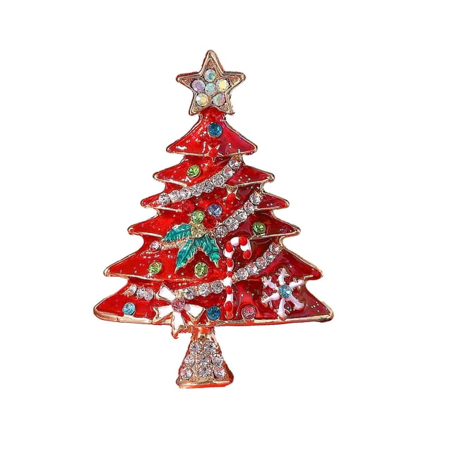 A Christmas Tree Brooch With Enamel And Diamond Inlay For Winter Coat And Sweater Pin 1Pc Clothing Accessory For Holiday Fashion And Festive Outfit With Secure Clasp Design