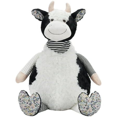 UPC: 0798019000165 | Nourison Plush Lines Plush Cow Ivory/Black 22 X26 Plush Animal