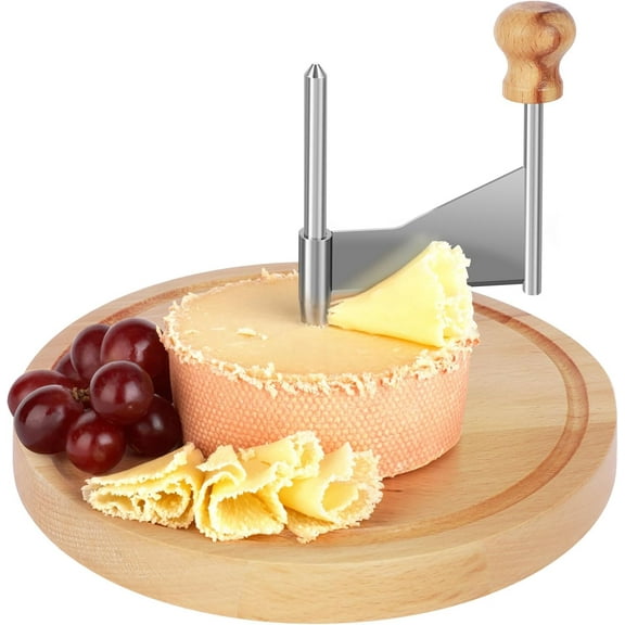 Bohorizon Cheese Curler Wheel - Stainless Steel Cheese Shaver, Wooden Chocolate Slicer Board