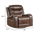 thumbnail image 5 of Paul 38 Inch Manual Swivel Glider Recliner Chair, Brown Faux Leather, 5 of 6