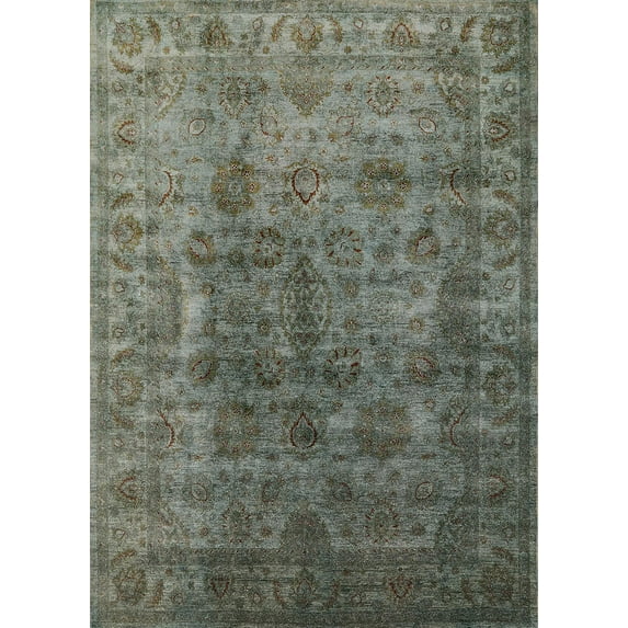 Ahgly Company Indoor Rectangle Mid-Century Modern Dark Olive Green Oriental Area Rugs, Swatch Sample