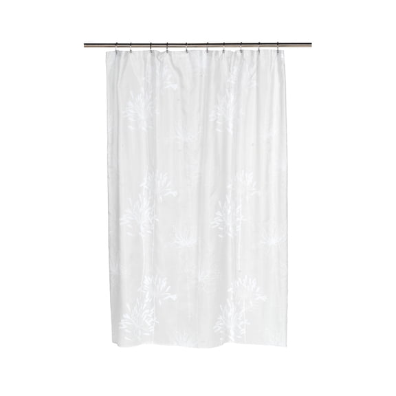 Cologne Fabric Shower Curtain with Poly Taffeta Flocking - White/Spa Blue