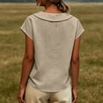 thumbnail image 4 of GUACER Short Sleeve Linen Cotton Tops for Women Peter Pan Collar Casual Button Placket Blouses Summer Shirts, 4 of 9