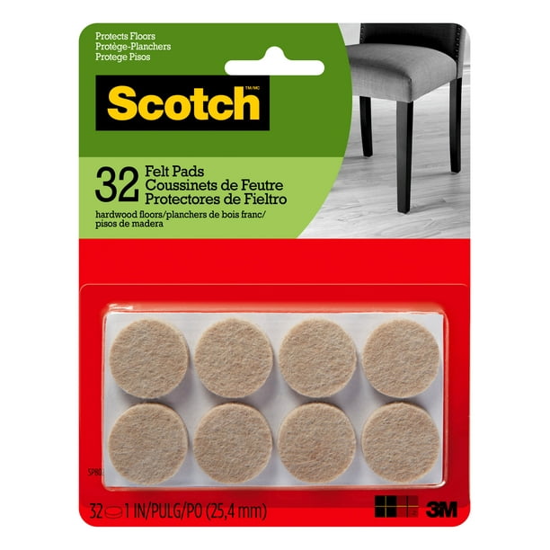Scotch™ Felt Pads Round, 1 in. Diameter, Beige, 32/Pack