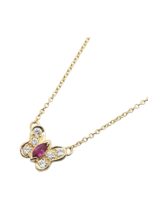 Pre-Owned Van Cleef & Arpels Papillon Ruby and Diamond Necklace, 18K (Yellow Gold), Diamond,...