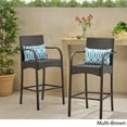 thumbnail image 2 of Noble House Cascada Outdoor Wicker Barstool Chair in Brown (Set of 2), 2 of 10