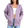 thumbnail image 2 of CBASIHI Womens Oversized Sweatshirts with Pockets- Casual Trendy Long Sleeve Fall Drawstring Drop Shoulder Zip Up Hoodies Hot Pink Size S, 2 of 8