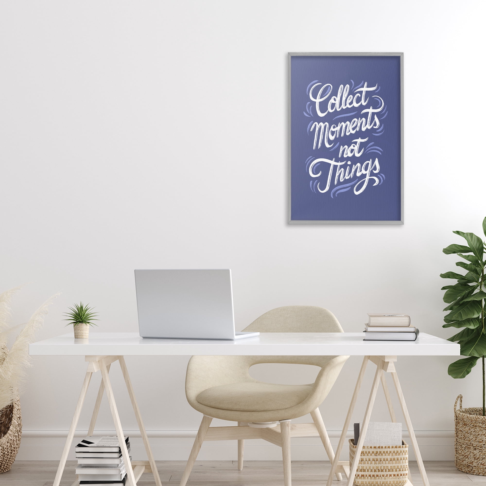Stupell Industries Collect Moments Not Things Gray Framed Giclee Art, design by Martina Pavlova