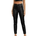 thumbnail image 2 of LSLJS Fall Fashion Women Casual Comfortable High Waisted Pocket Button Zipper Leather Full Length Pants, 2 of 7