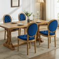thumbnail image 4 of DONICK French Upholstered Dining Chairs,Farmhouse Round Back Tufted Solid Wood For Kitchen,Restaurant(Velvet,Blue,Set of 4), 4 of 8