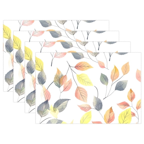 Ryvnso Placemats Set of 4 Leaves Dining Mats Heat-Resistant Non-Slip Washable Table Mat