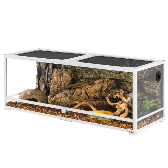 OiiBO 64 Gallon Full Glass Reptile Terrarium, 48" x 18" x 18" Reptile Terrarium