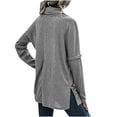 thumbnail image 5 of Olyvenn Cowl Neck Split Knit Midi Sweaters for Women Loose Casual Womens Fashion Long Sleeve Solid Color Ladies Sweaters Fashion Tops Female Leisure Gray XL, 5 of 9