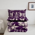 thumbnail image 5 of Homewish Victorian Halloween Skeleton Queen Comforter Set,Moth Botanical Pattern Comforter Sets Queen,Purple Cream,Black Reversible,3-Piece,1 Comforter and 2 Pillowcases, 5 of 7